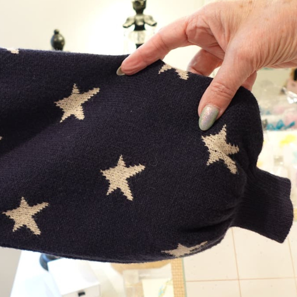 STORIA Navy Crop Carigan Sweaster with Ecru  STARS on sleeve  womans M - Picture 4 of 8